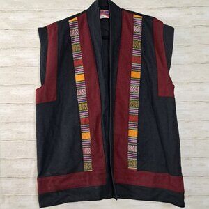 Vintage Tibetan Colorful Wool Vest Large